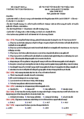 Đề thi thử Tốt nghiệp THPT môn Sinh học năm 2020 - Trường THPT chuyên Sơn La
